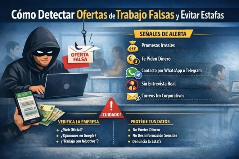 Cómo detectar ofertas de trabajo falsas y evitar estafas en 2026