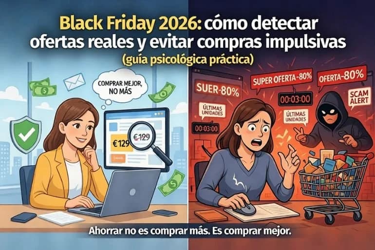 Black Friday 2026: cómo detectar ofertas reales y evitar compras impulsivas (guía psicológica práctica)