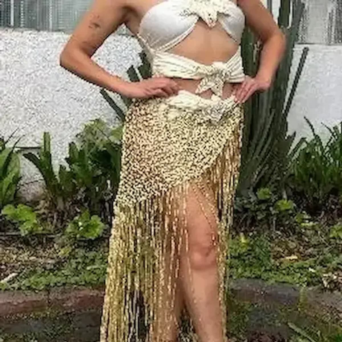 FALDA TEJIDA GOLDEN MACRAME