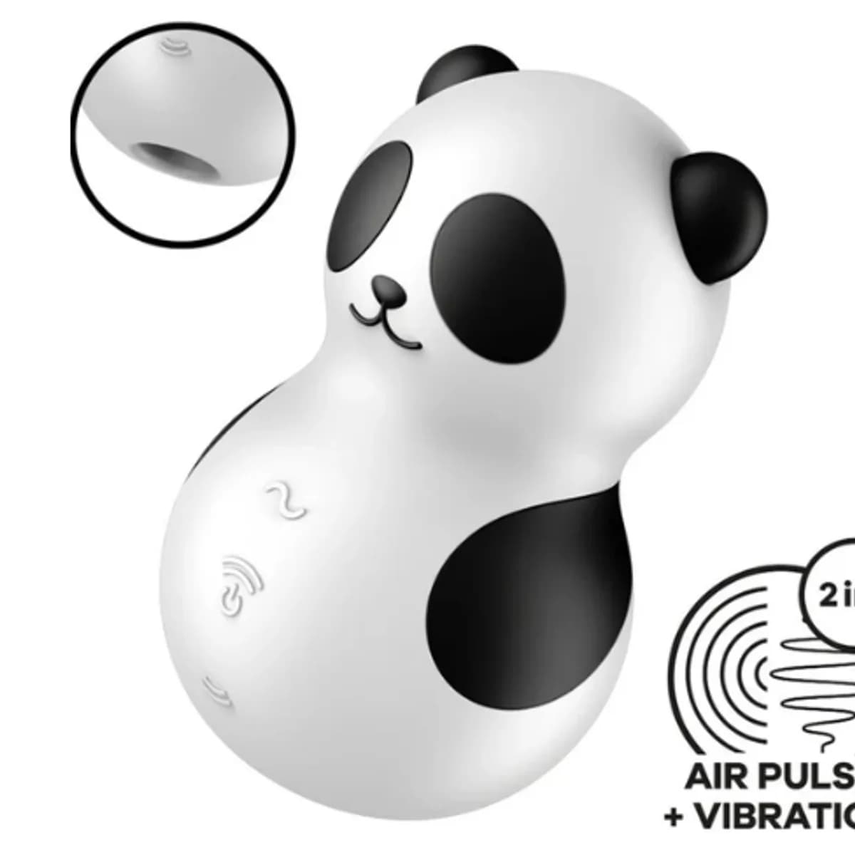 Succionador y vibrador Satisfyer Pocket Panda blanco y negro