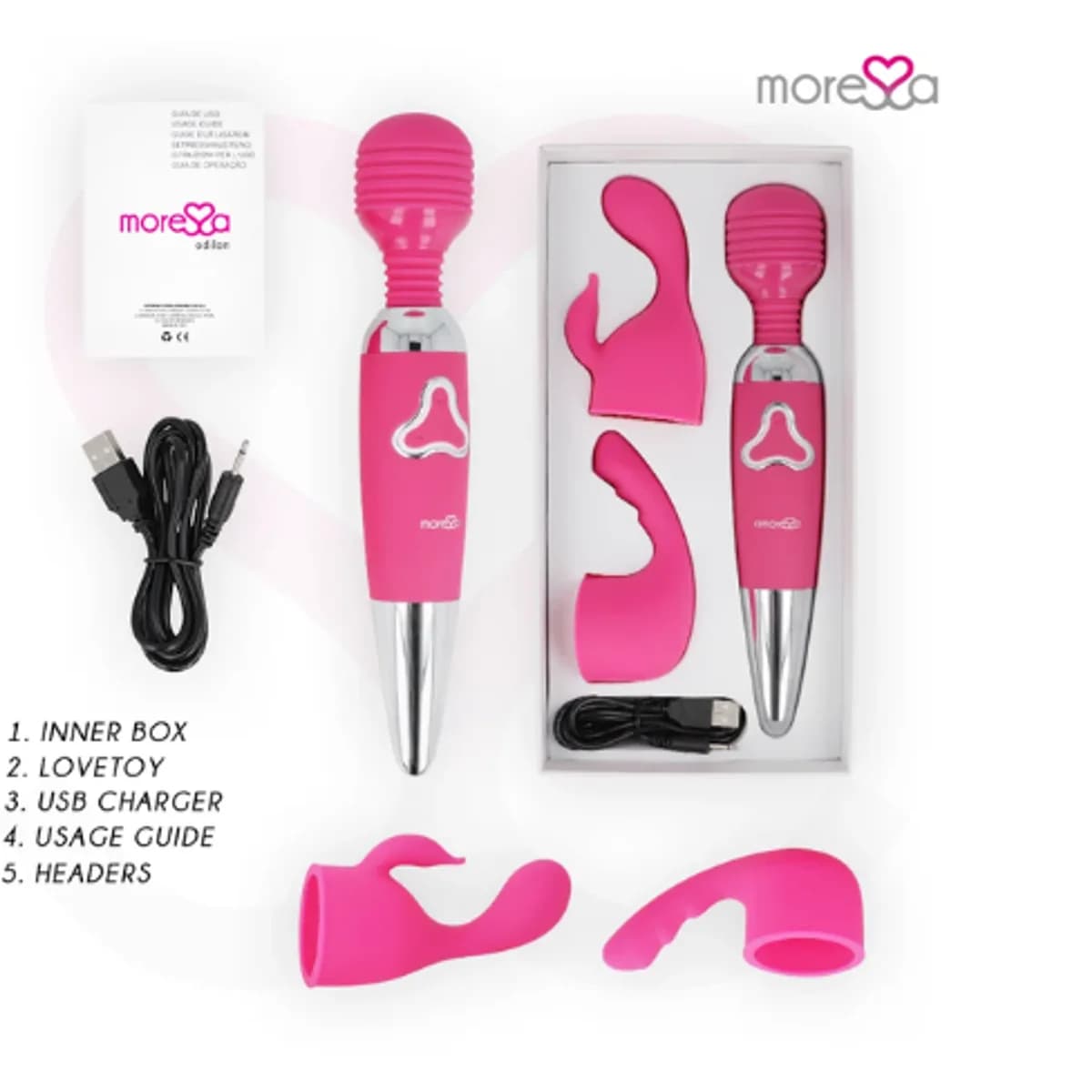 Vibrador wand Moressa Odilon con dos cabezales recargable