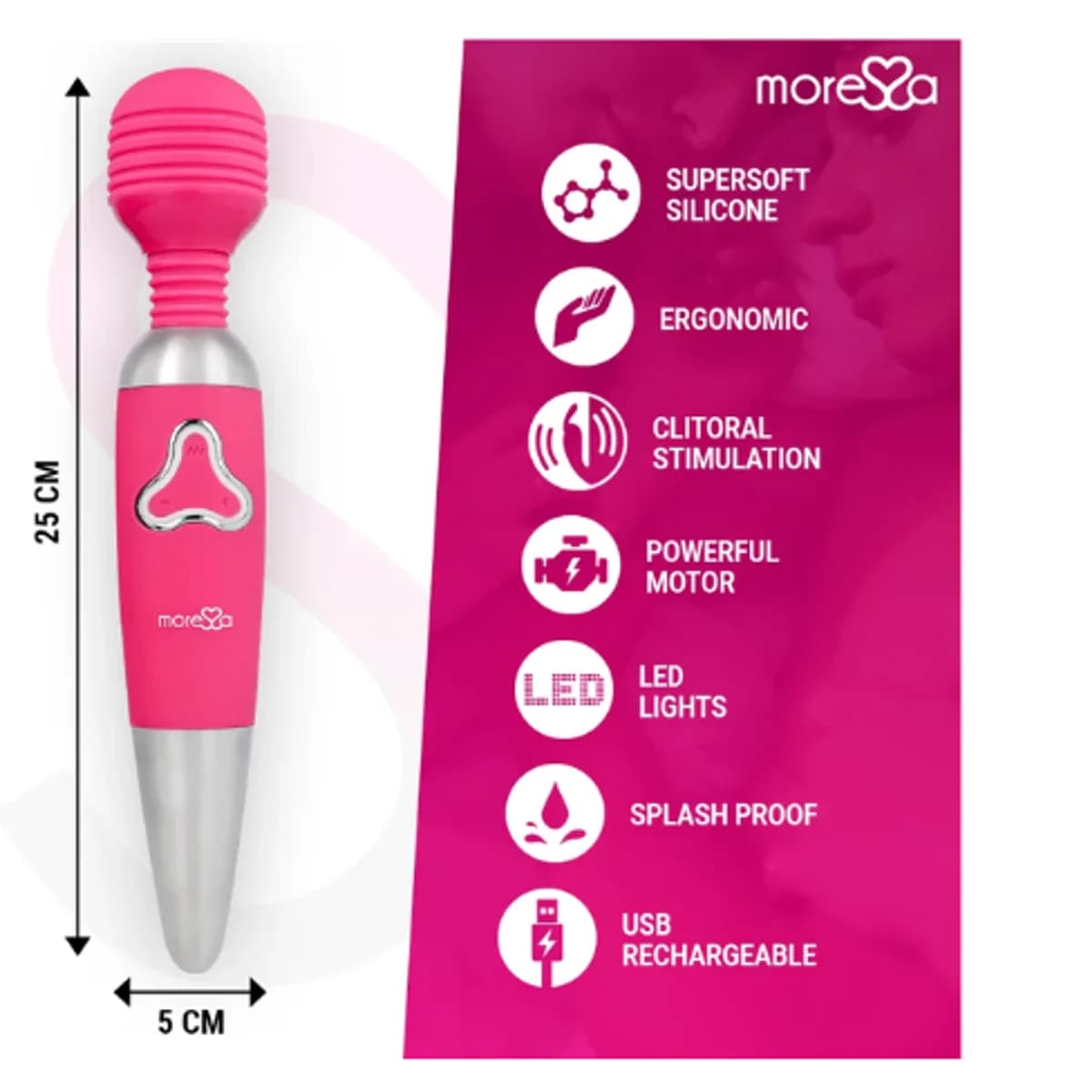 Vibrador wand Moressa Odilon con dos cabezales recargable