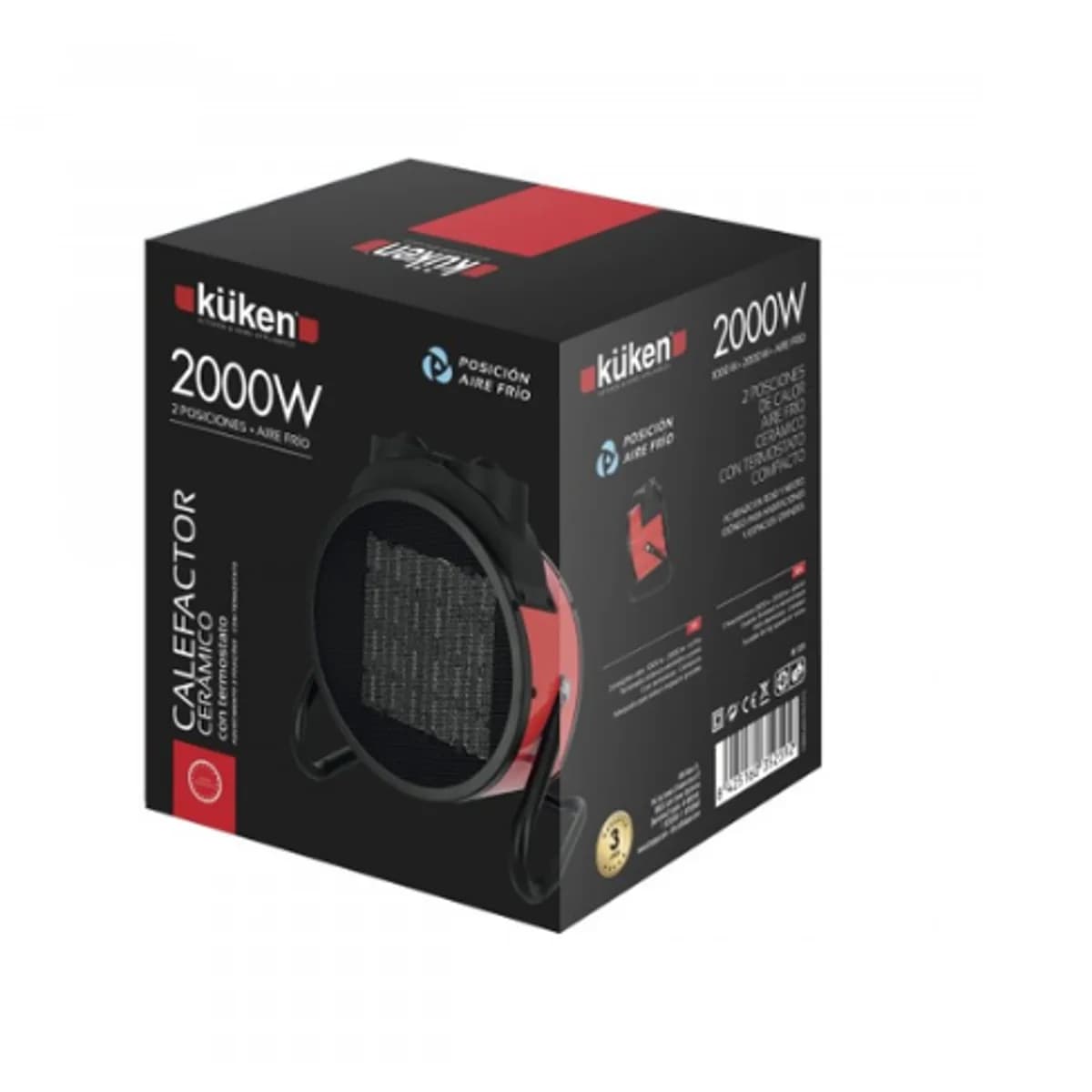 Calefactor ceramico prof.2000w.c/termost