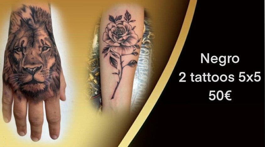 2 Tattoos 5x5 Negro