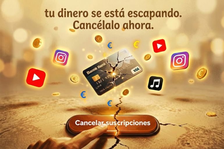 Usuario revisando su móvil para cancelar suscripciones online y evitar cargos recurrentes.