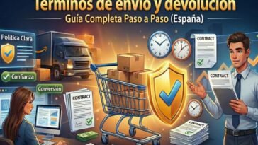 Infografía sobre términos de envío y devolución 2026: derecho de desistimiento y plazos legales.