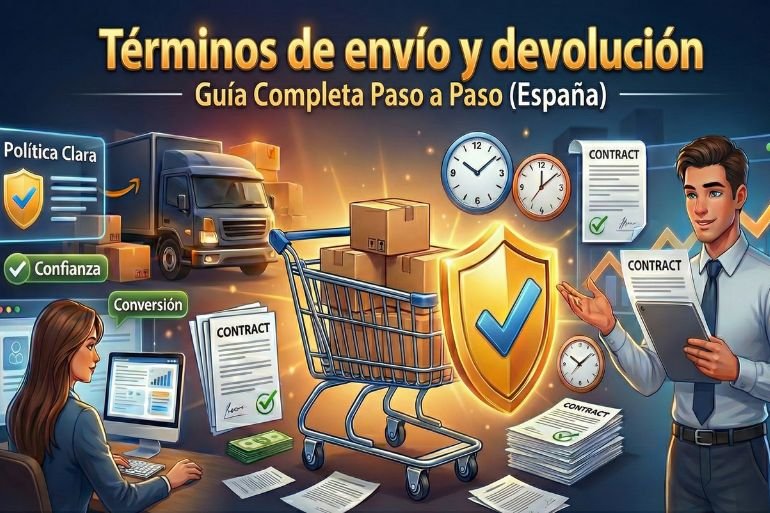 Infografía sobre términos de envío y devolución 2026: derecho de desistimiento y plazos legales.