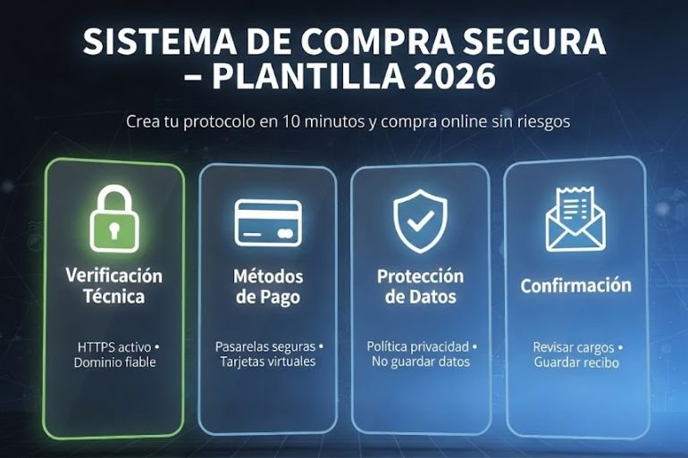 Sistema de compra segura con checklist paso a paso para comprar online sin riesgos en 2026