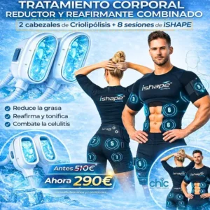 Pack Combo Total Body: 2 Zonas Criolipólisis + 8 Sesiones iSHAPE (Reductor y Reafirmante)