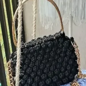 BOLSO MACRAME NEGRO GOLDEN