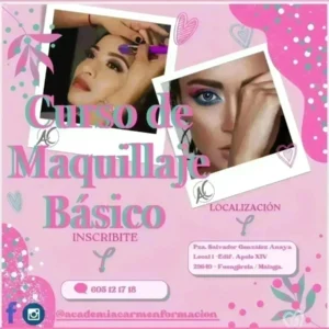 Cartel del curso de maquillaje básico en Fuengirola