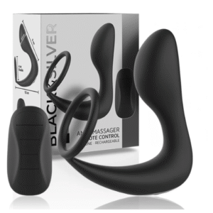 Masajeador anal Black&Silver, silicona recargable con mando